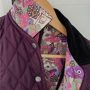 BarbourXLibertyXHello Kitty Purple Puffer Jacket with Quilted Design